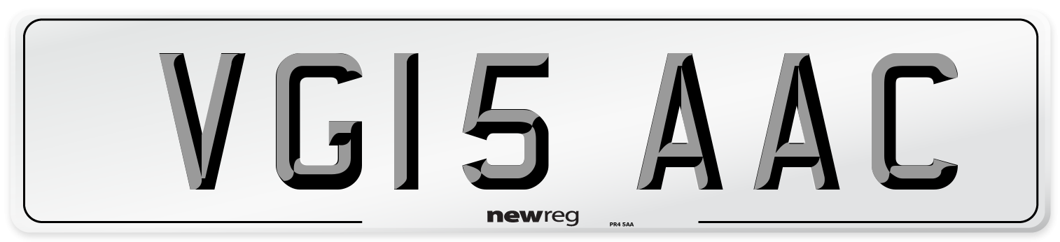 VG15 AAC Number Plate from New Reg